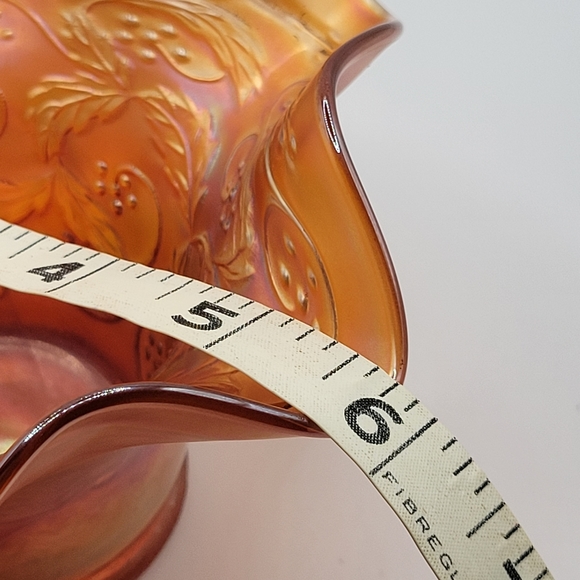 VTG Carnival Glass Ruffled Compote | Marigold | Fenton? - Picture 8 of 13